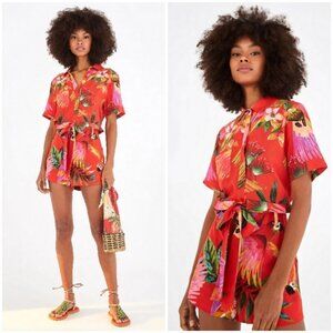 💕FARM RIO💕 Red Macaw Romper Small